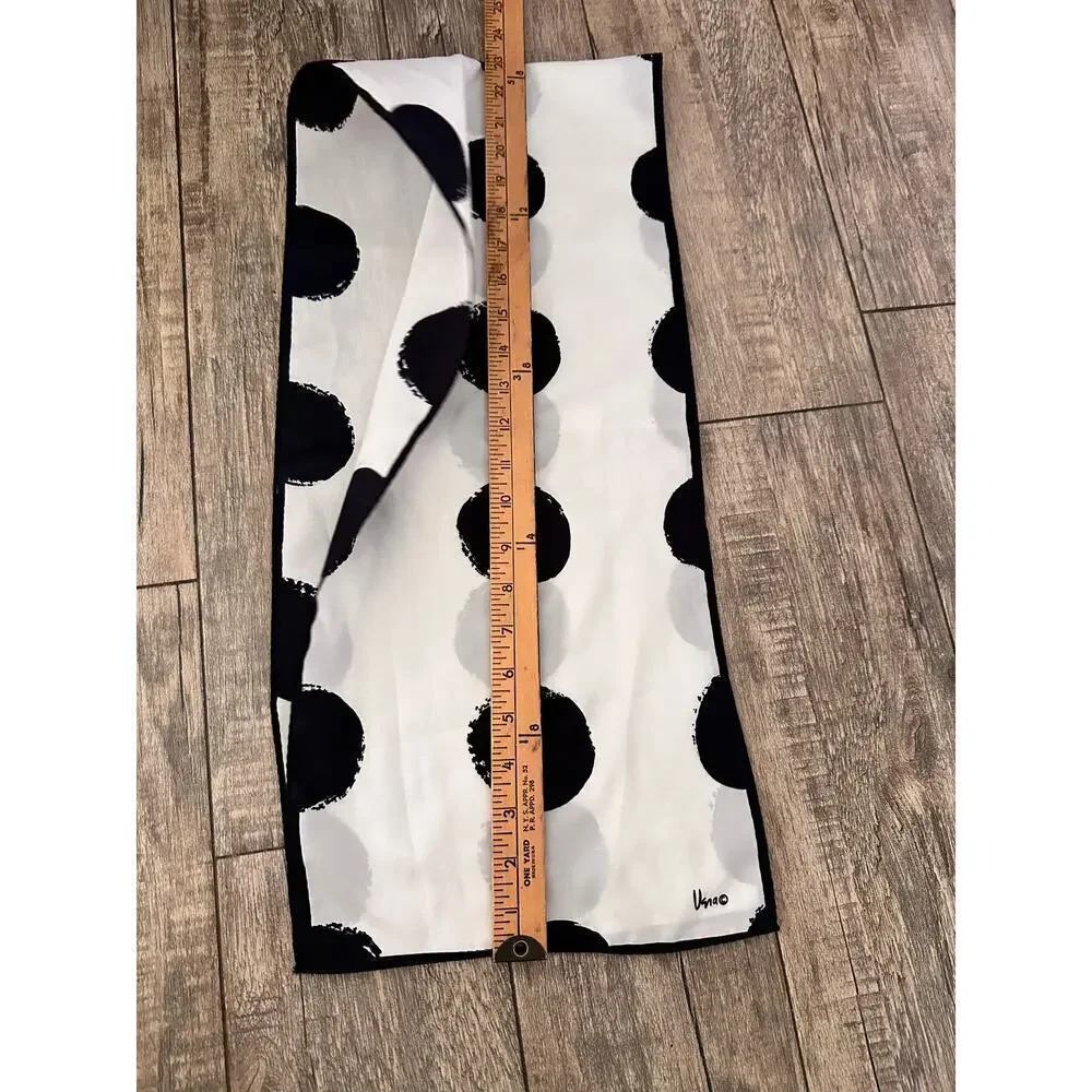 Vera Neuman Women's Black White Polka Dots Rectangle Scarf